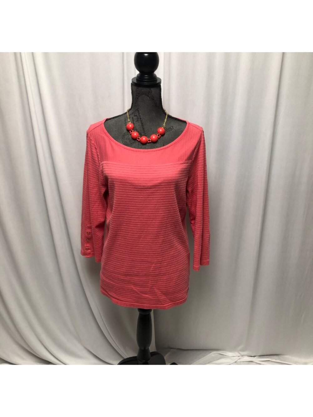 Talbots Top Womens Size Medium Rose Pink Cotton Round Neck Pullover Shirt